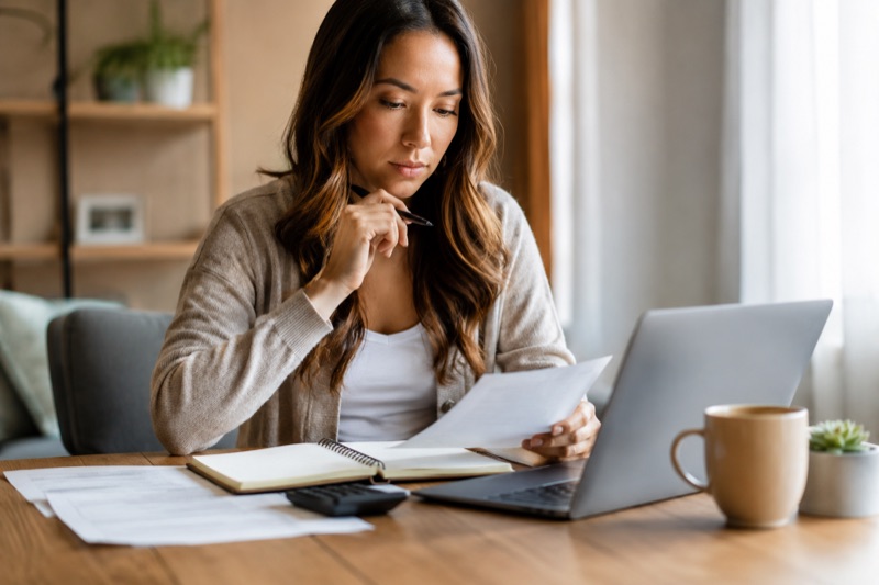 A person reviewing consolidation options on a laptop