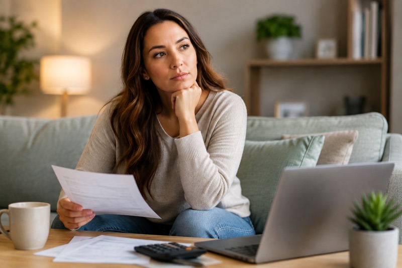 Credit card statements next to a calculator